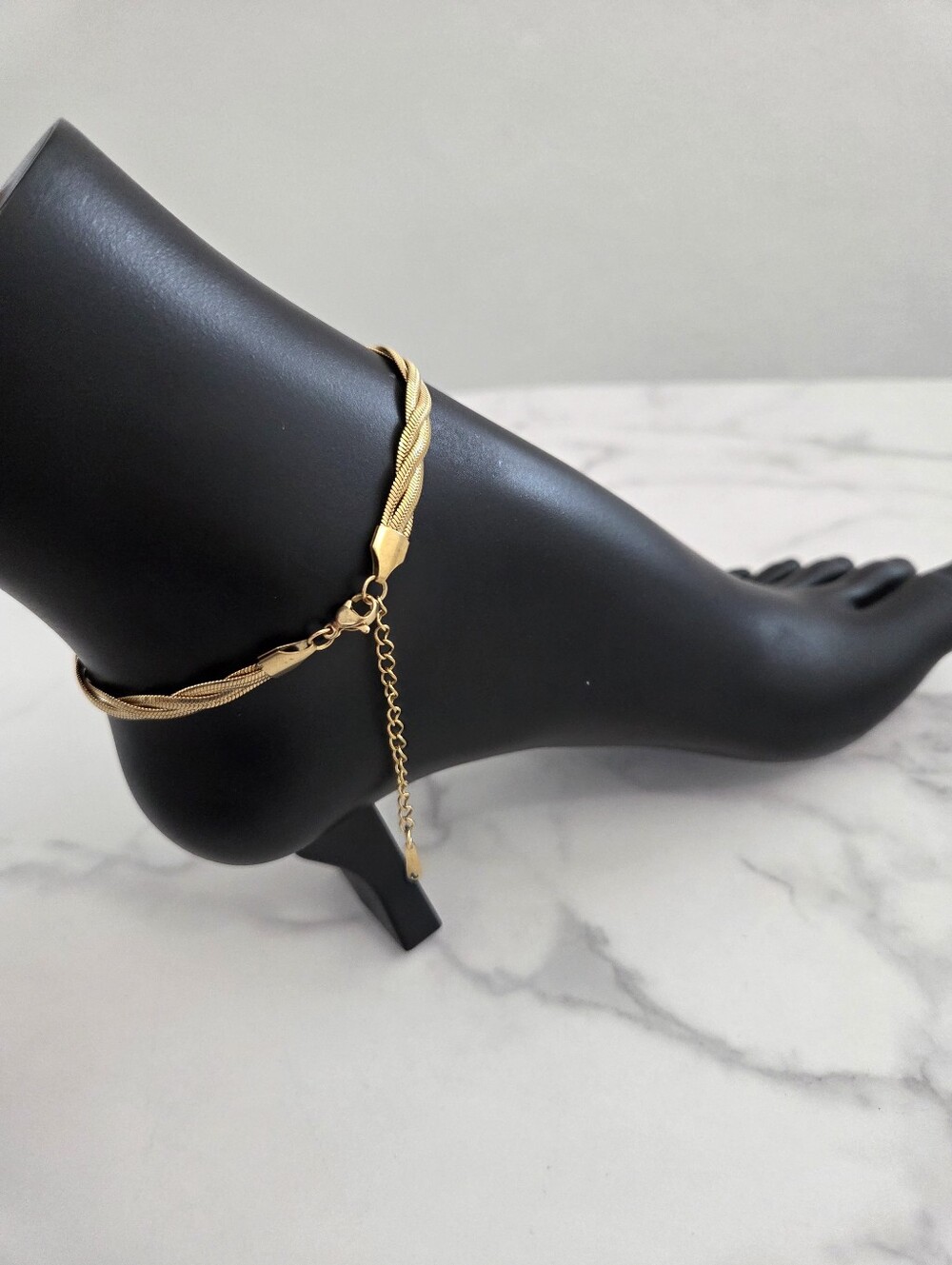 Gold Braided Rope Chain Anklet Elegant Textured Ankle Bracelet - Picture 10 of 16
